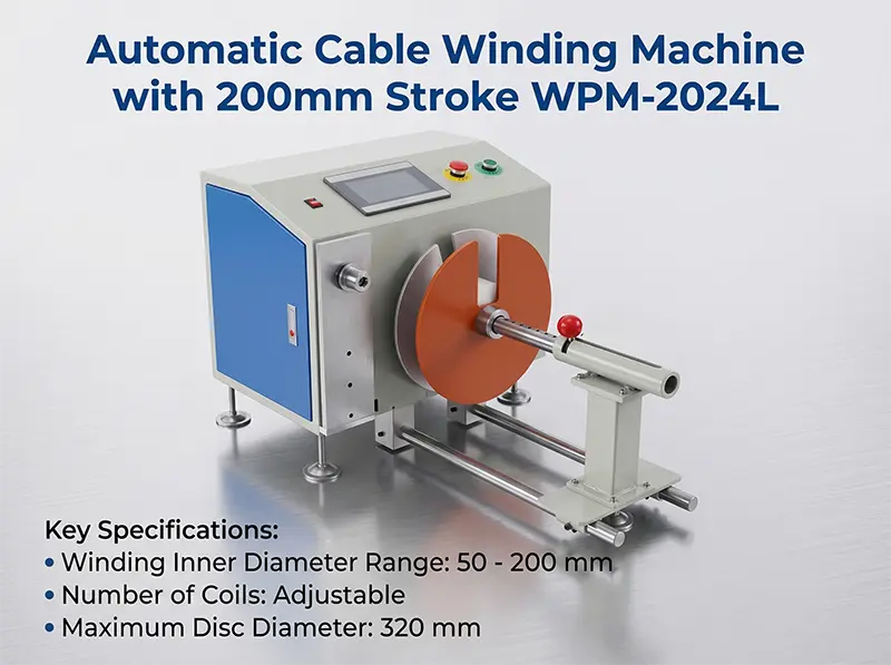 Automatic Cable Arrangement and Winding Machine WPM-20-24-L with Video Monitoring