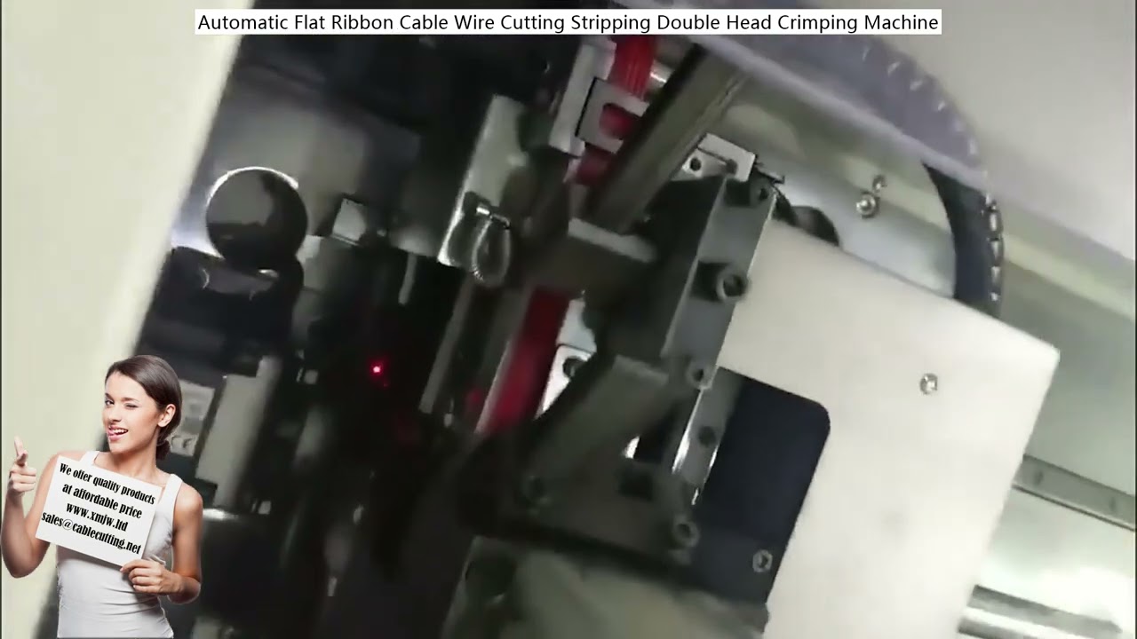 Automatic Flat Ribbon Cable Wire Cutting Stripping Double-Head Crimping Machine