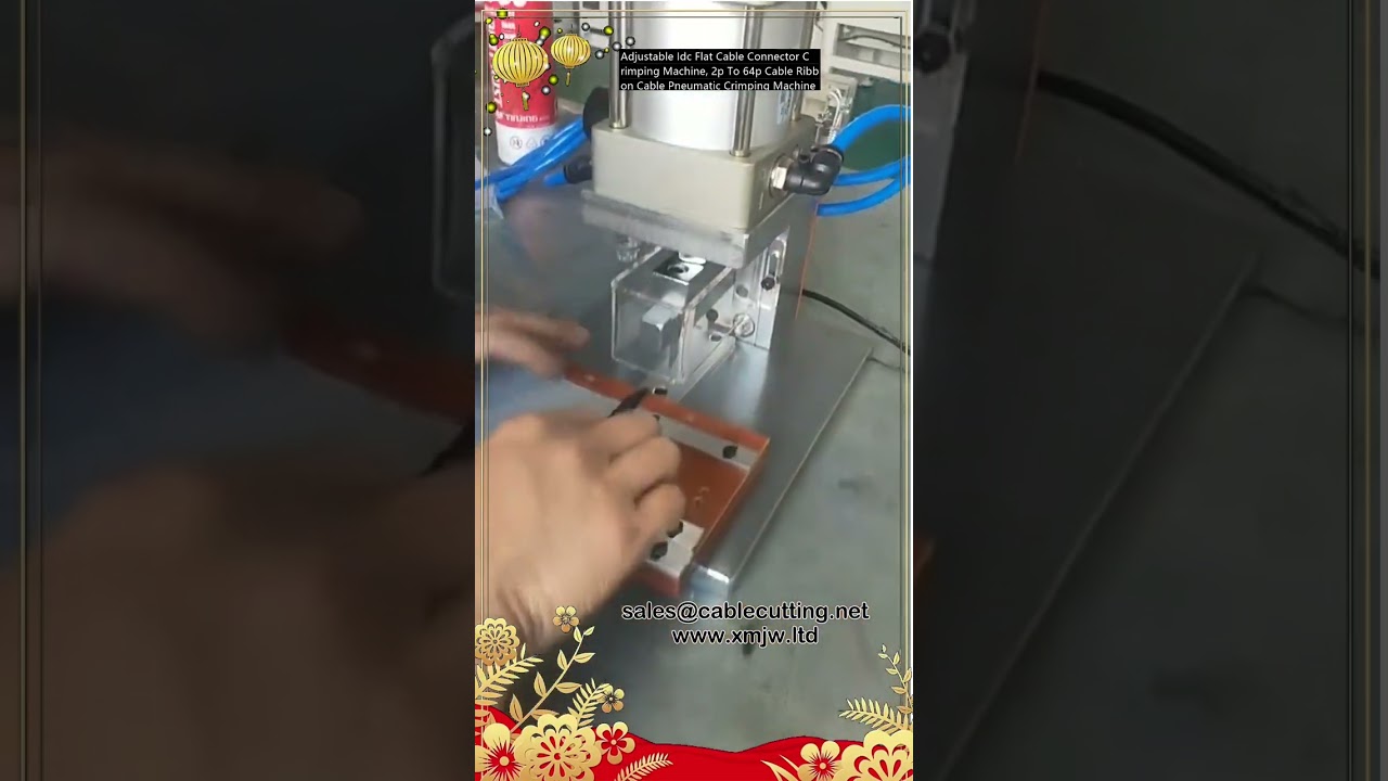 Adjustable IDC Flat Cable Connector Crimping Machine, 2P to 64P Ribbon Cable Pneumatic Crimp Tool